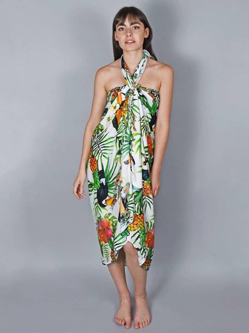 Paréo Batik Belize Blanc - Kiabi