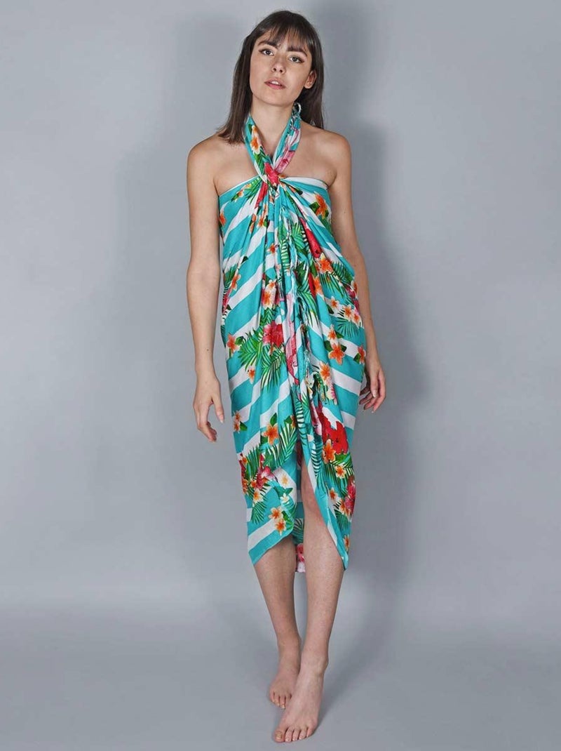 Paréo Batik Flamingo Vert jade - Kiabi