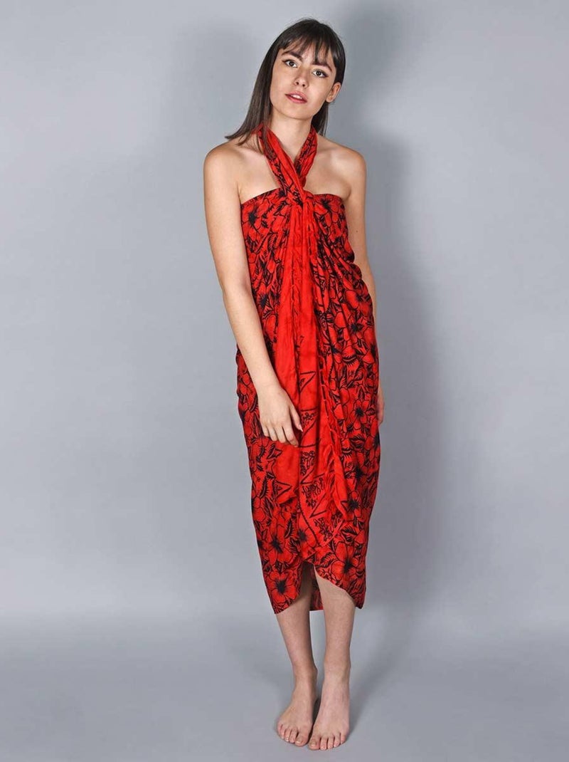 Paréo Batik Lotus Rouge - Kiabi