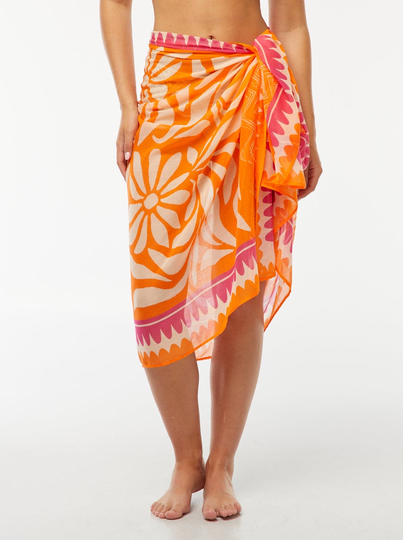 Paréo de bain imprimé Orange - Kiabi