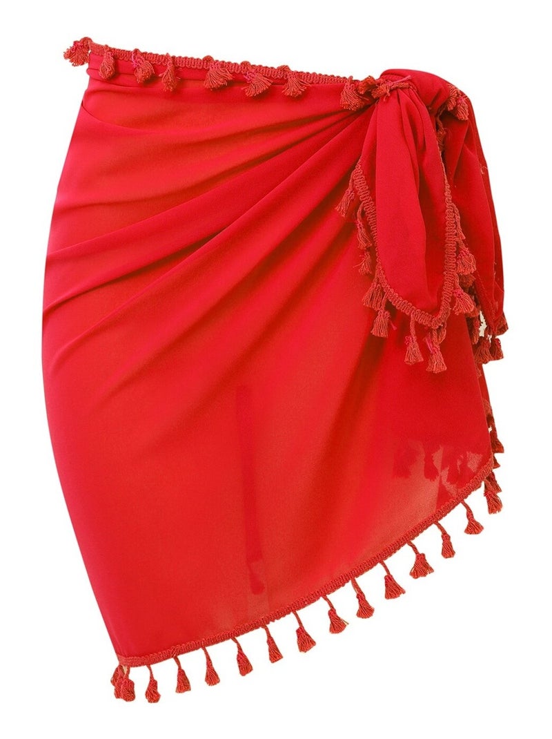 Paréo de plage FRINGES Rouge - Kiabi