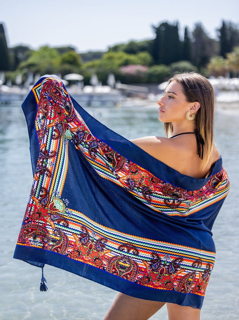 Paréo de plage GIASMINA Bleu marine - Kiabi