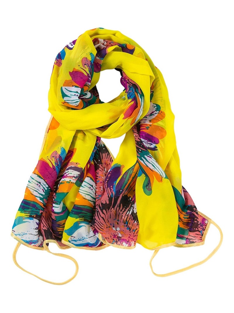 Paréo de Soie Flora Yellow Marina Jaune - Kiabi