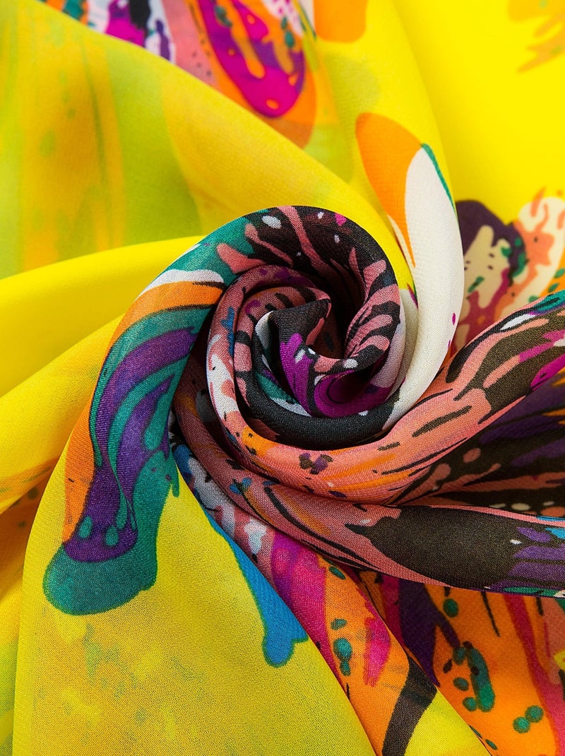 Paréo de Soie Flora Yellow Marina Jaune - Kiabi