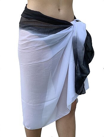 Paréo de Soie White Black Marina