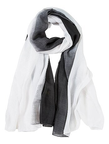 Paréo de Soie White Black Marina