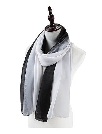 Paréo de Soie White Black Marina