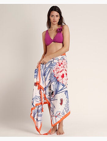 Paréo feuilles bleues ADMAS pour femme