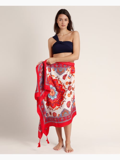 Paréo Mandala Rouge ADMAS pour Femme - Kiabi Paréo Mandala Rouge ADMAS pour Femme - Kiabi