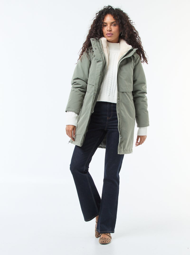 Parka 3-en-1 déperlante avec doublure chaude amovible Vert - Kiabi