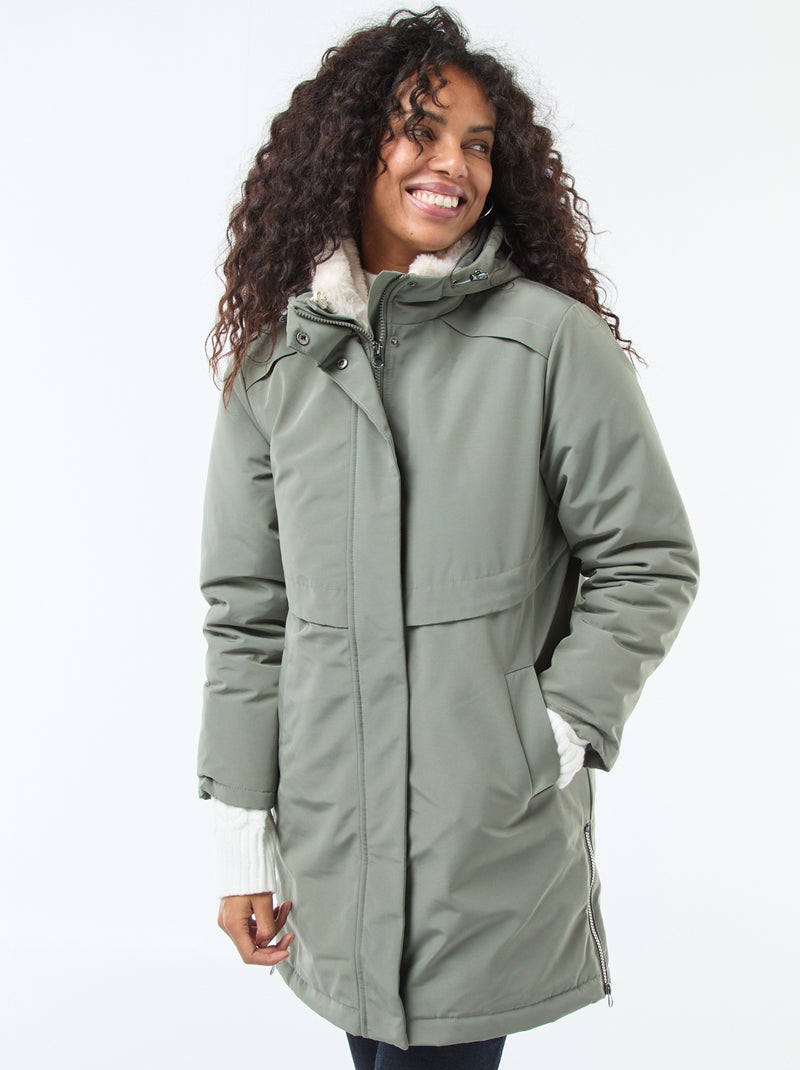 Parka 3-en-1 déperlante avec doublure chaude amovible Vert - Kiabi