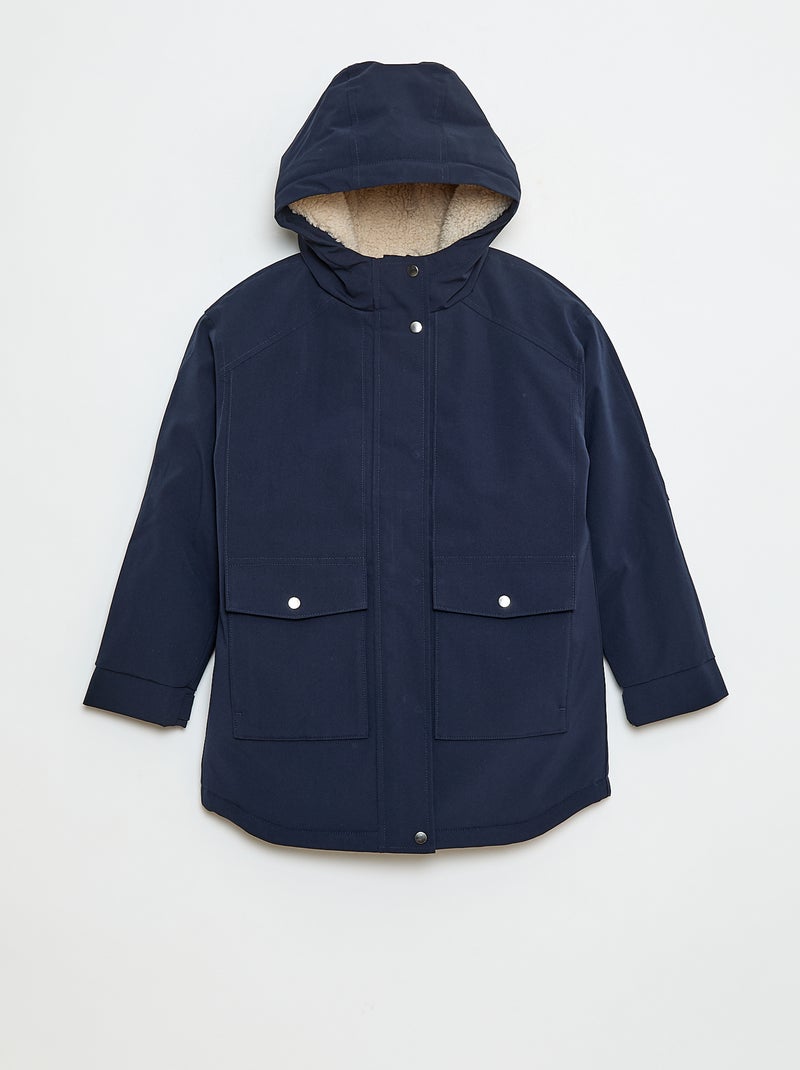 Parka à capuche avec doublure effet moutonnée Bleu - Kiabi