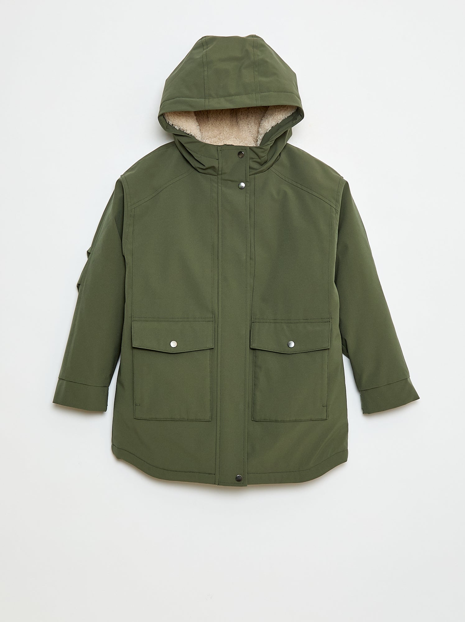 Parka à capuche avec doublure effet moutonnée