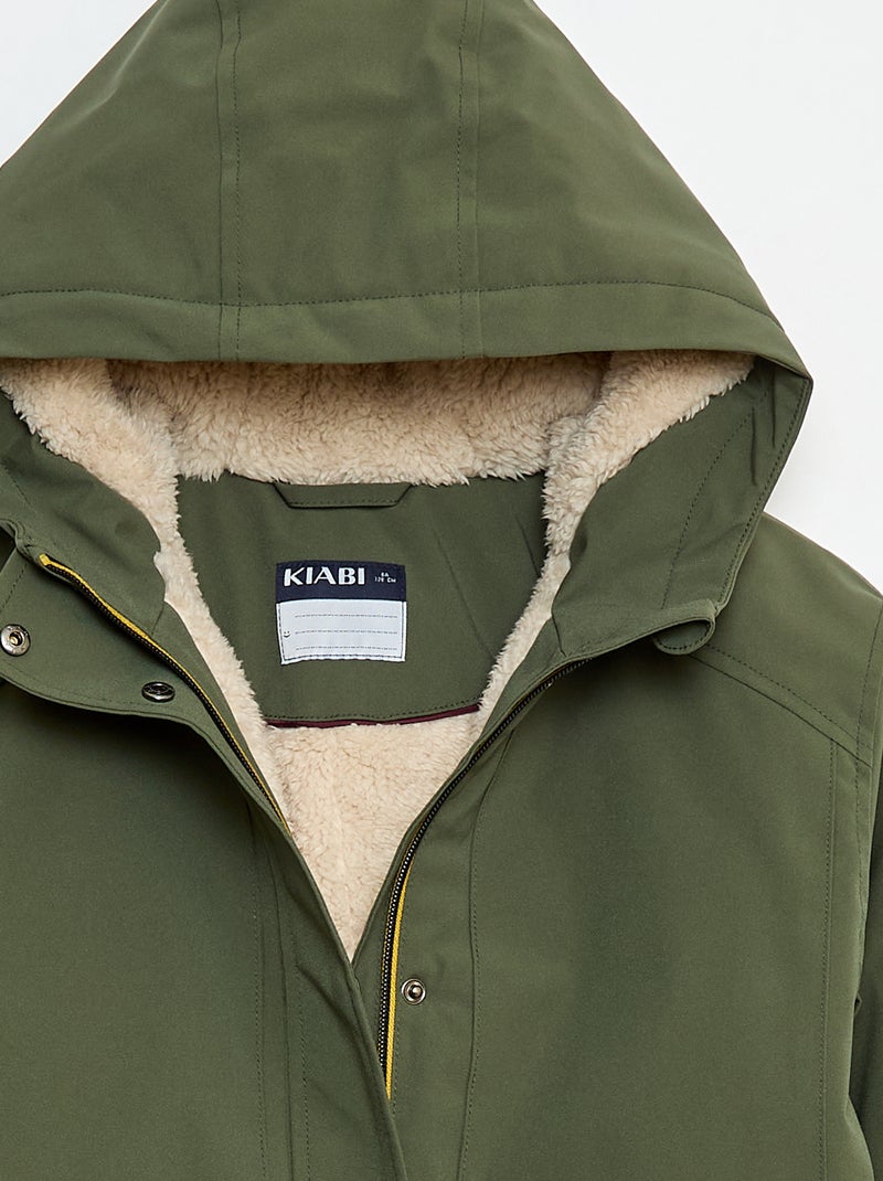 Parka à capuche avec doublure effet moutonnée Vert - Kiabi