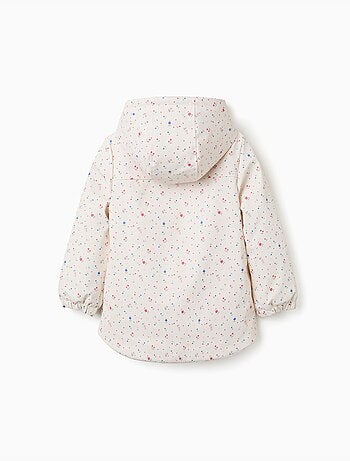 Parka à capuche avec doublure en sherpa et fleurs