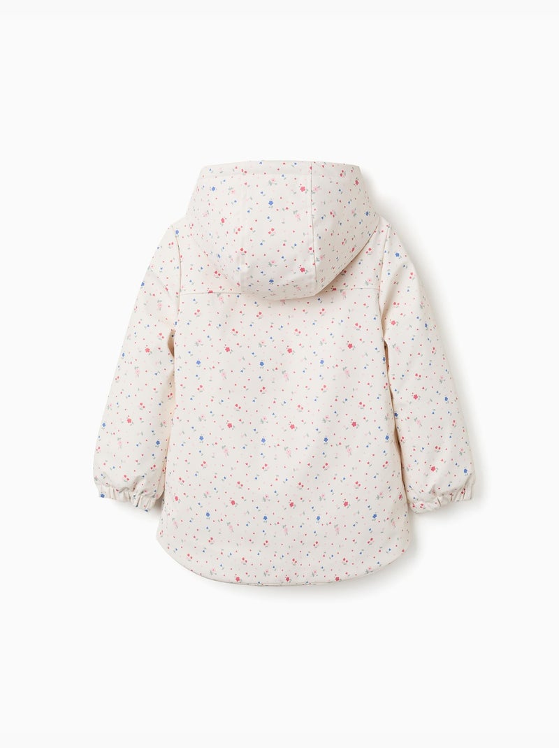 Parka à capuche avec doublure en sherpa et fleurs Blanc - Kiabi