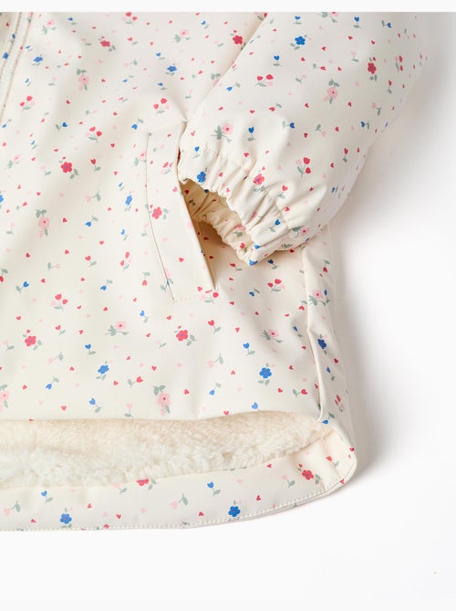 Parka à capuche avec doublure en sherpa et fleurs - Kiabi Parka à capuche avec doublure en sherpa et fleurs - Kiabi