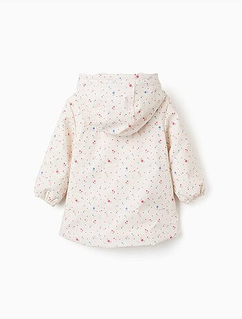 Parka à capuche avec doublure en sherpa et fleurs