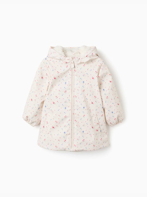 Parka à capuche avec doublure en sherpa et fleurs - Kiabi Parka à capuche avec doublure en sherpa et fleurs - Kiabi
