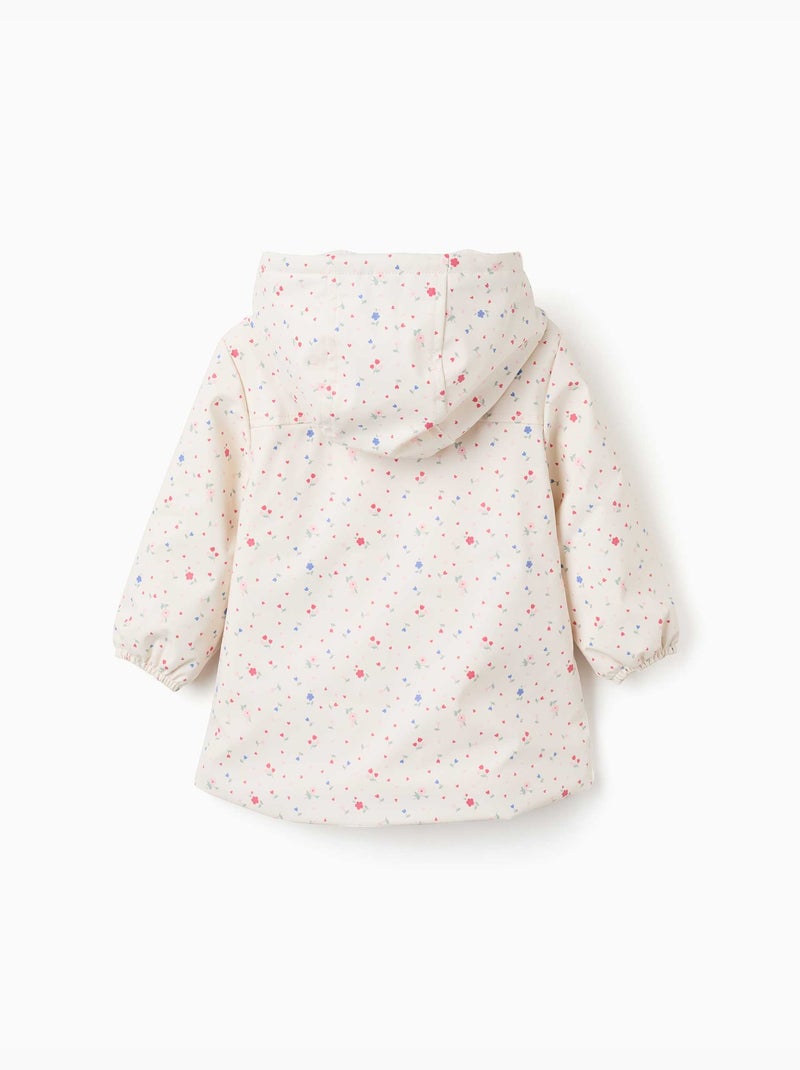 Parka à capuche avec doublure en sherpa et fleurs Blanc - Kiabi
