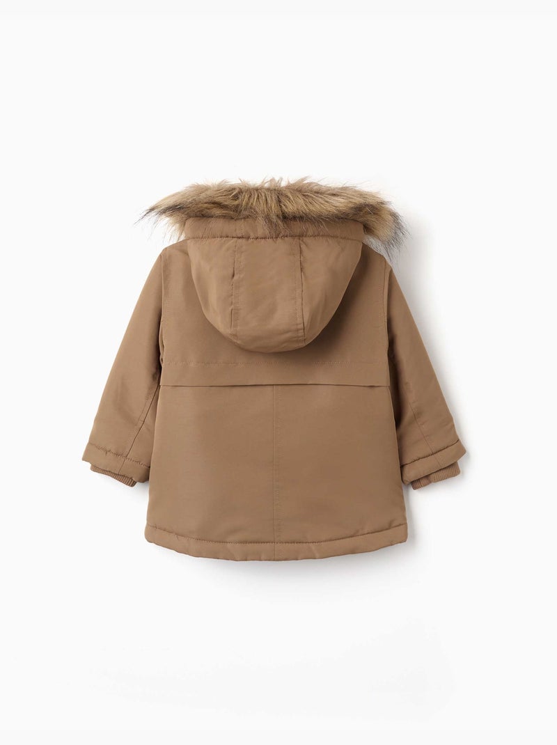Parka à capuche avec doublure en sherpa Gris - Kiabi