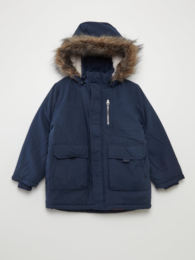 Parka à capuche avec fausse fourrure 'Name it' Bleu marine - Kiabi