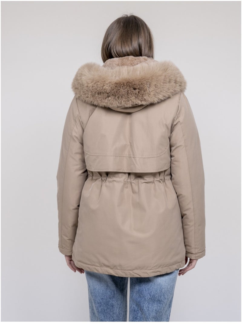 Parka à capuche avec fausse fourrure USMAR Beige - Kiabi
