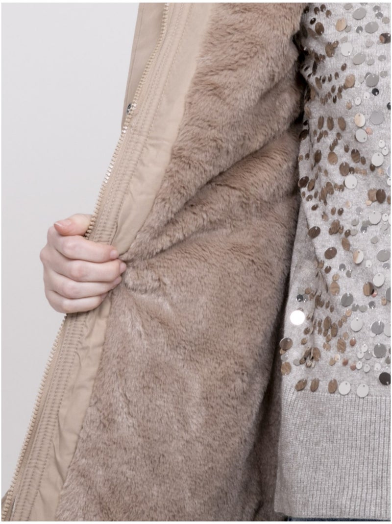 Parka à capuche avec fausse fourrure USMAR Beige - Kiabi