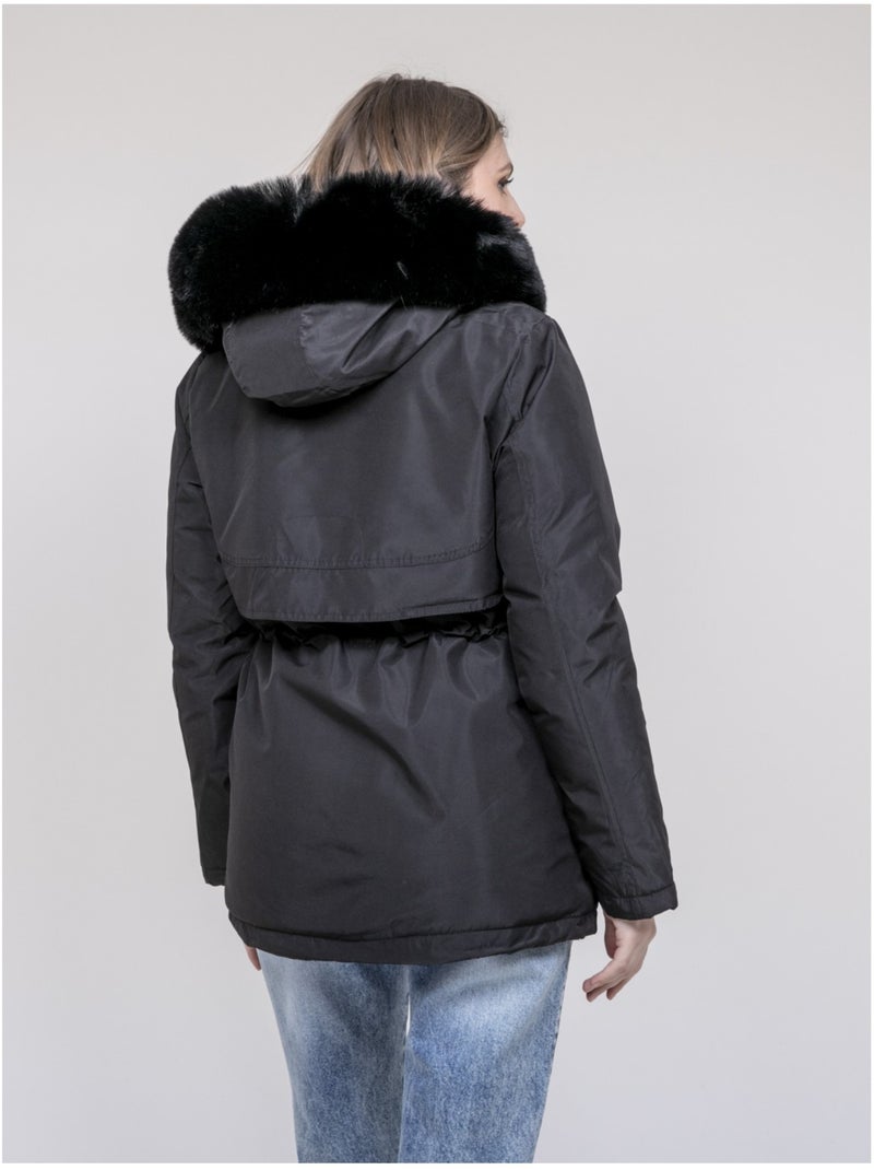 Parka à capuche avec fausse fourrure USMAR Noir - Kiabi