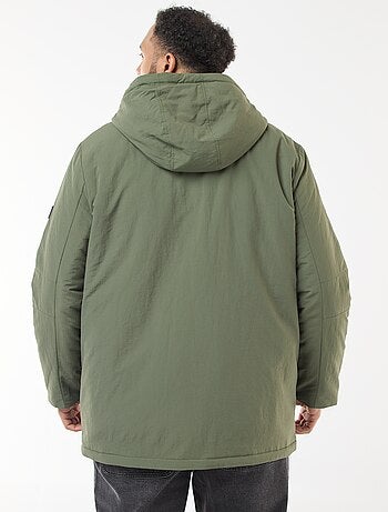 Parka à capuche avec poches plaquées double entrée doublées polaire