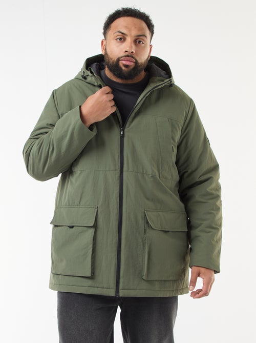 Parka à capuche avec poches plaquées double entrée doublées polaire - Kiabi