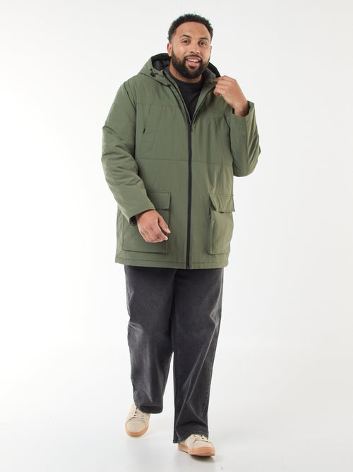 Parka à capuche avec poches plaquées double entrée doublées polaire - Kiabi