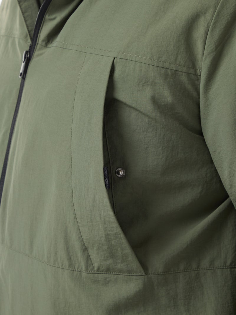 Parka à capuche avec poches plaquées double entrée doublées polaire Vert - Kiabi