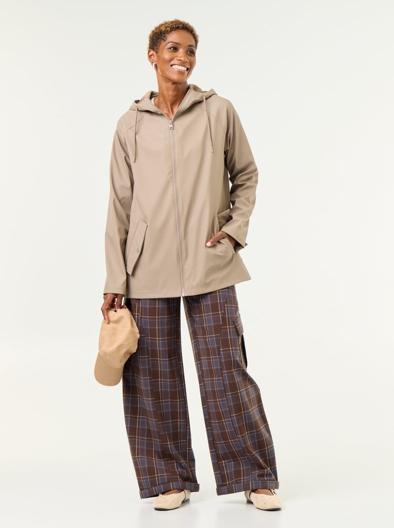 Parka à capuche déperlant Beige - Kiabi