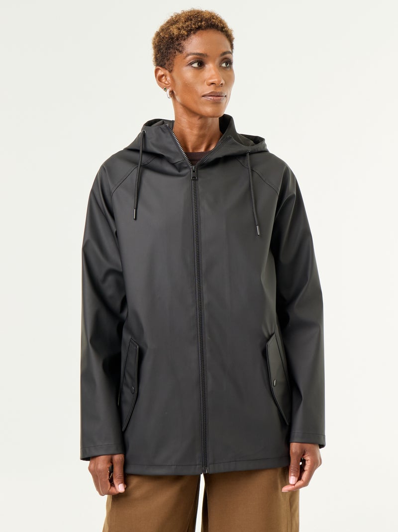 Parka à capuche déperlant Noir - Kiabi