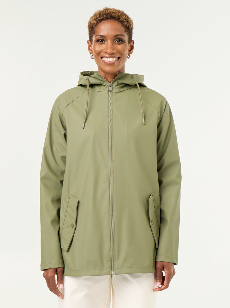 Parka à capuche déperlant Vert - Kiabi