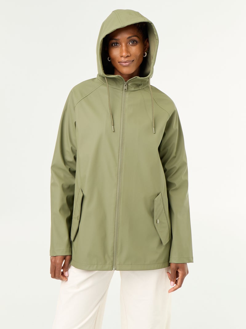 Parka à capuche déperlant Vert - Kiabi