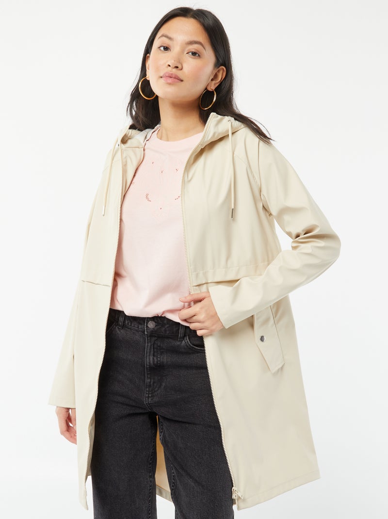 Parka à capuche déperlante Beige - Kiabi