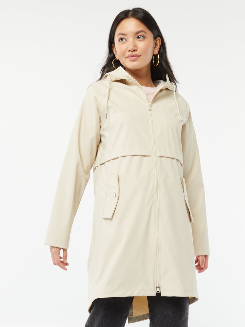 Parka à capuche déperlante Beige - Kiabi