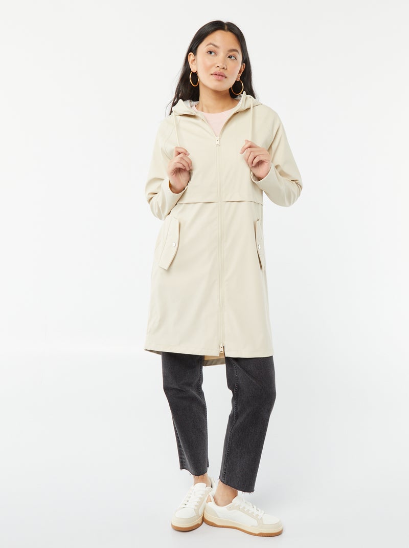 Parka à capuche déperlante Beige - Kiabi