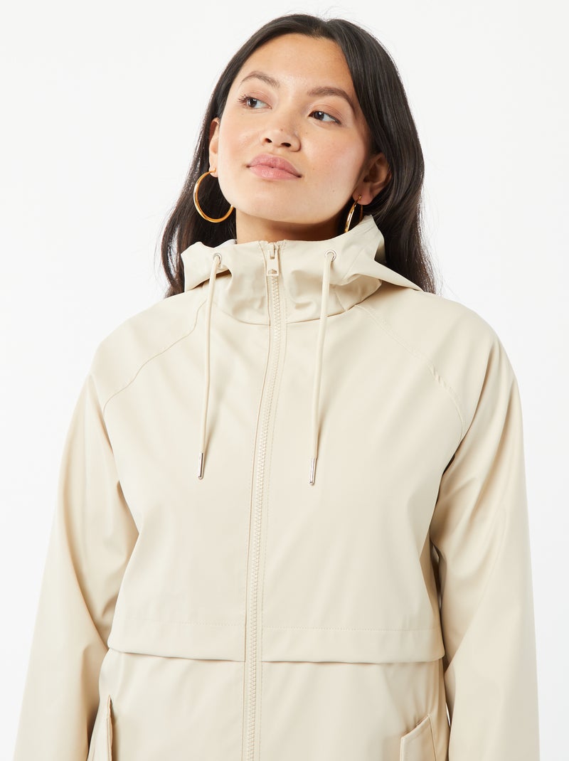 Parka à capuche déperlante Beige - Kiabi