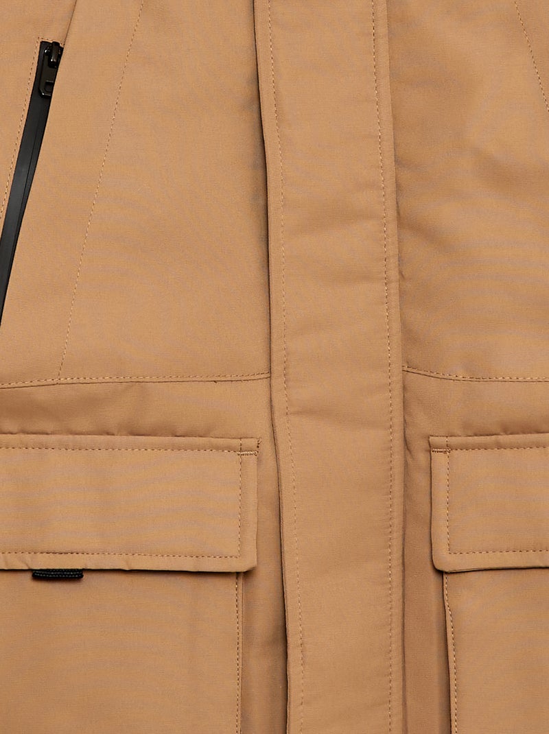 Parka à capuche déperlante Beige - Kiabi