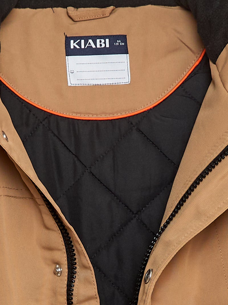 Parka à capuche déperlante Beige - Kiabi