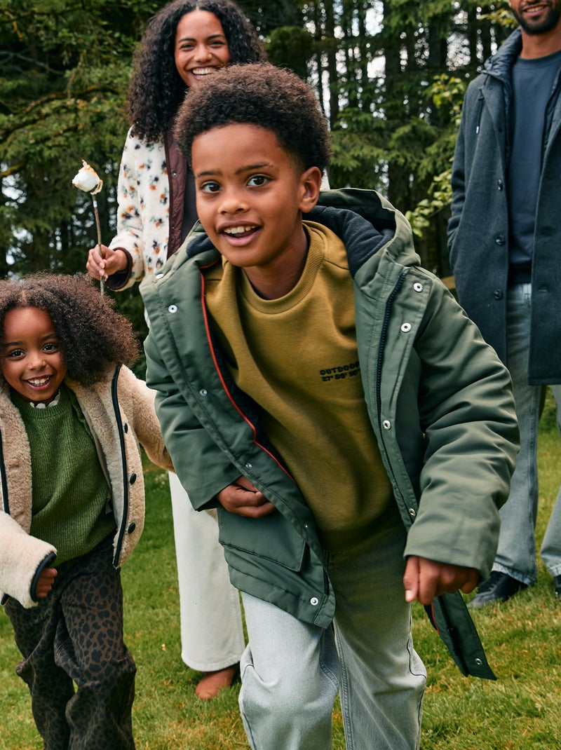 Parka à capuche déperlante Vert - Kiabi