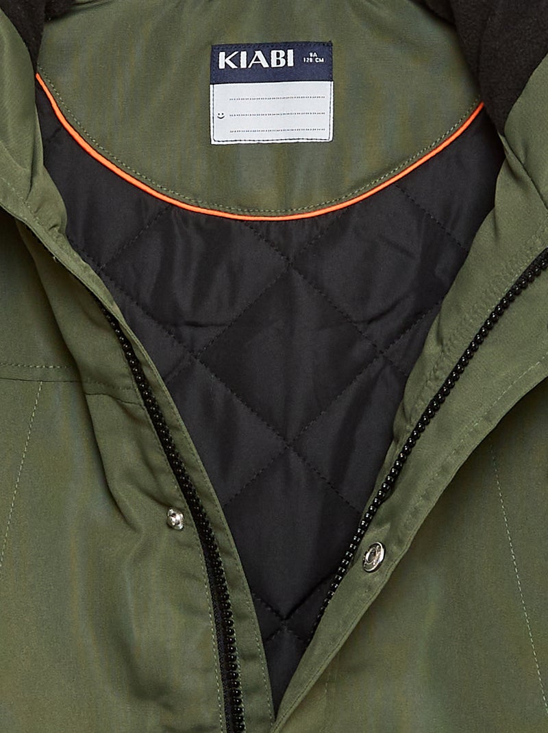 Parka à capuche déperlante Vert - Kiabi