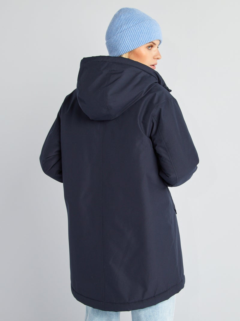 Parka à capuche doublé effet moutonné Marine - Kiabi