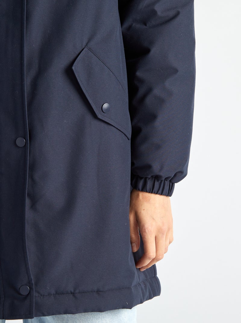 Parka à capuche doublé effet moutonné Marine - Kiabi
