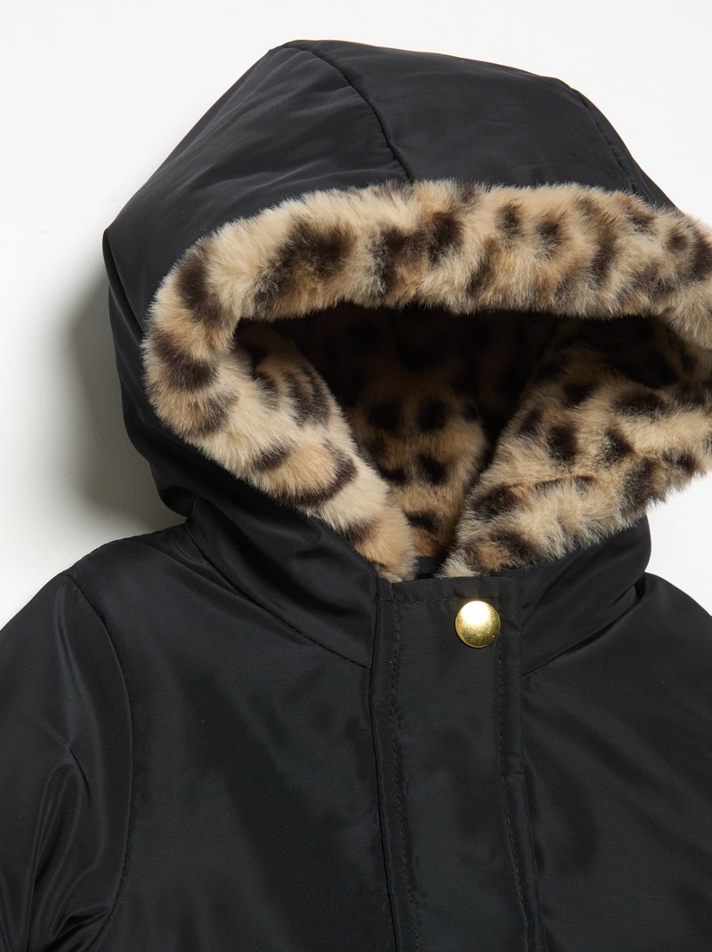 Parka à capuche doublée en fausse fourrure Noir - Kiabi