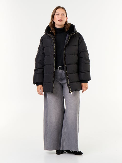 Parka à capuche doublée en fausse fourrure - Kiabi Parka à capuche doublée en fausse fourrure - Kiabi