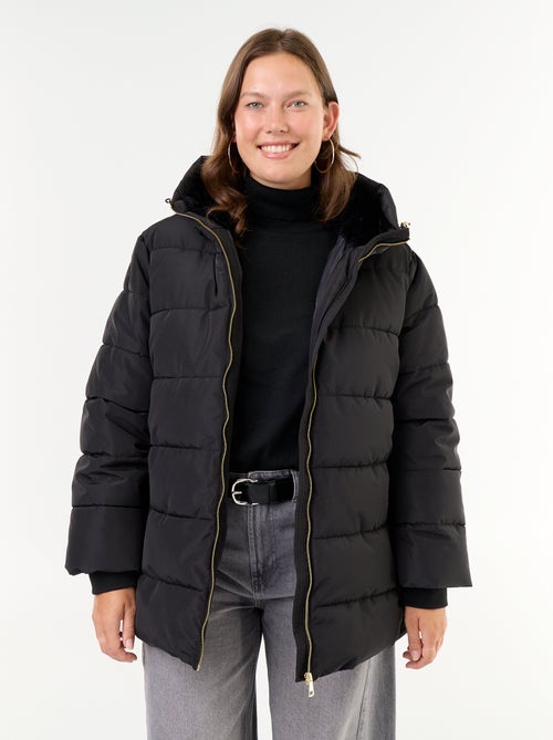Parka à capuche doublée en fausse fourrure - Kiabi Parka à capuche doublée en fausse fourrure - Kiabi